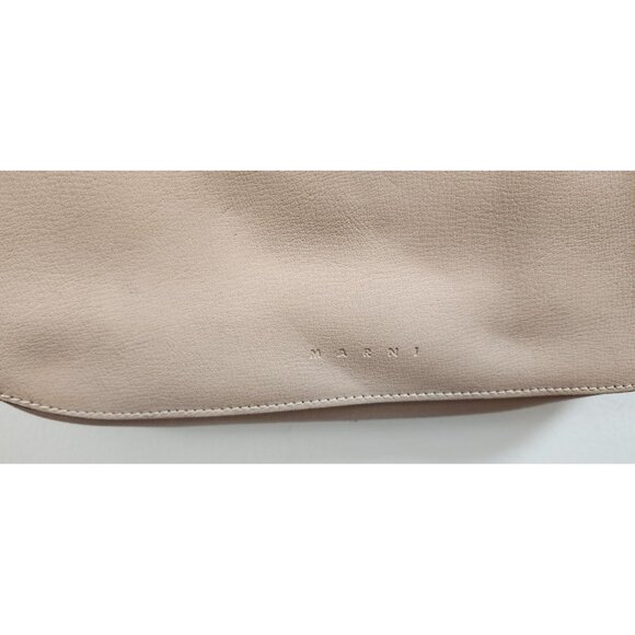 Marni Beige Leather Pushlock Saddle Shoulder Crossbody Bag Adjustable Strap - Picture 6 of 16